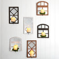Windowpane Mirror Wall Sconce With Candle - Black Natural or White