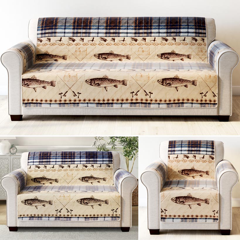 Fly Fishing Quilted Furniture Cover Chair Loveseat or Sofa