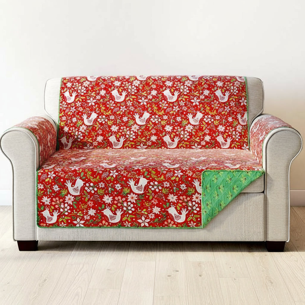 Holiday Cardinal Quilted Furniture Cover Chair Loveseat Sofa