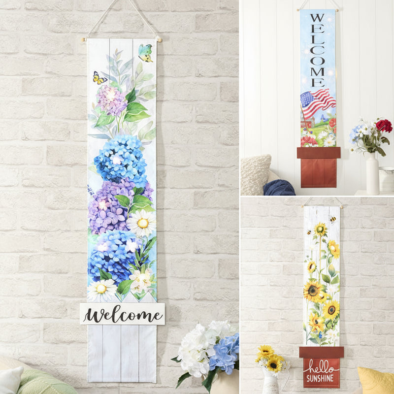 LED Lighted Welcome Banner - Flower or Patriotic 46\" Length