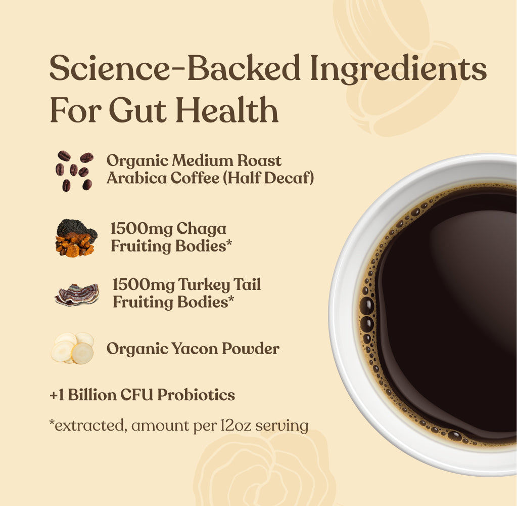 Gut Health Ground Coffee - Medium - Gut Health Medium Roast Organic Mushroom Coffee