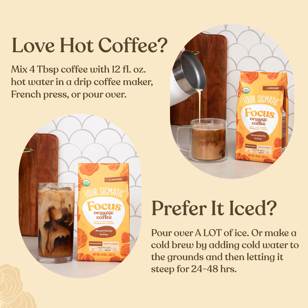 Focus Ground Coffee - Medium - Medium Roast Organic Mushroom Coffee