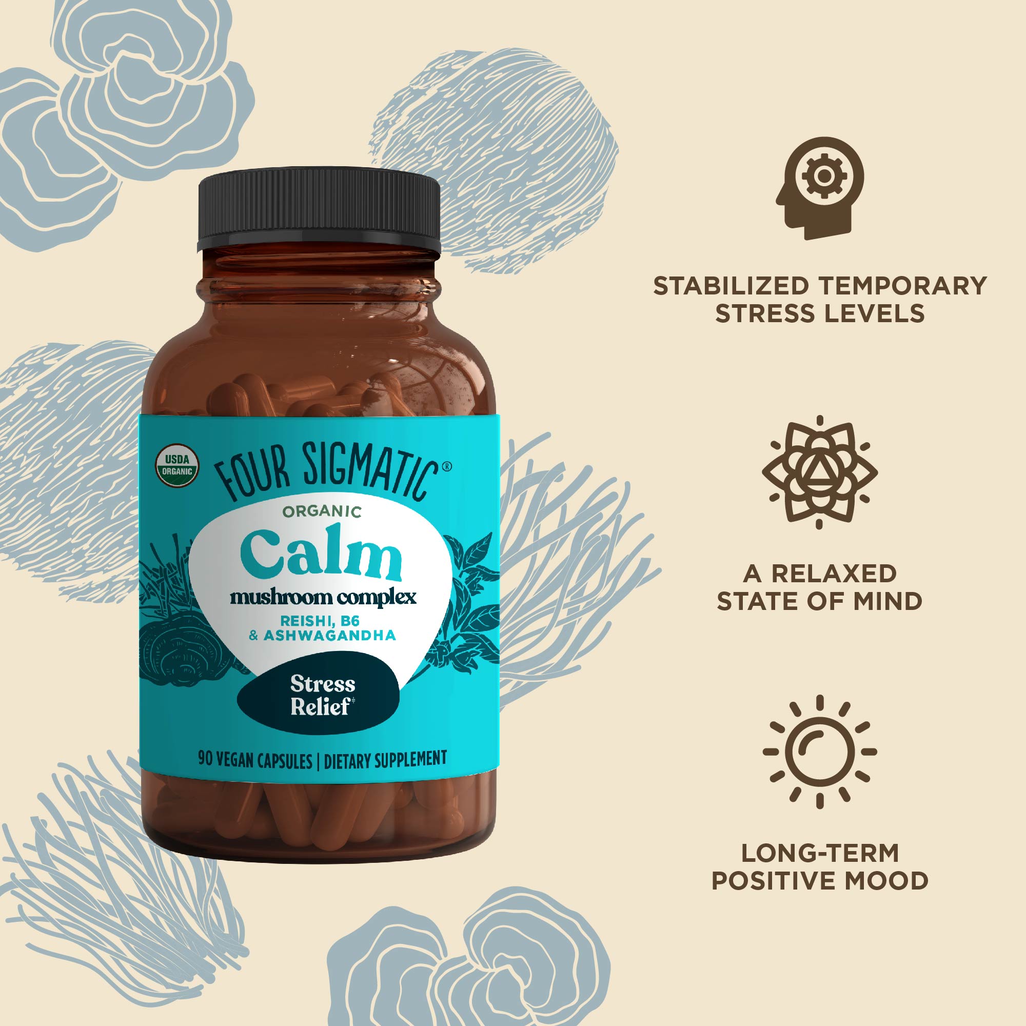 Calm Capsules - Calm Mushroom Supplement Capsules