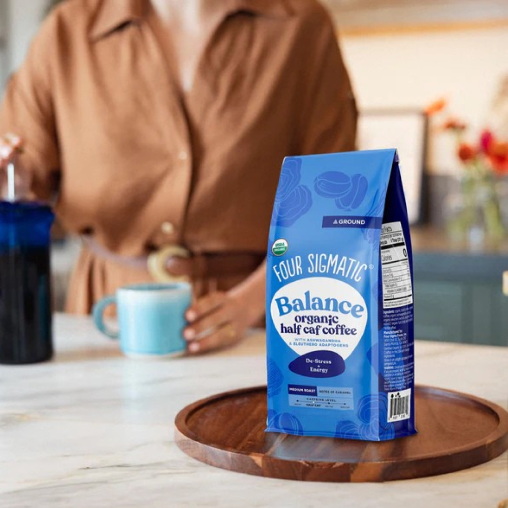 Balance Half Caf Ground Coffee - Medium - Half Caf Medium Roast Organic Mushroom Coffee