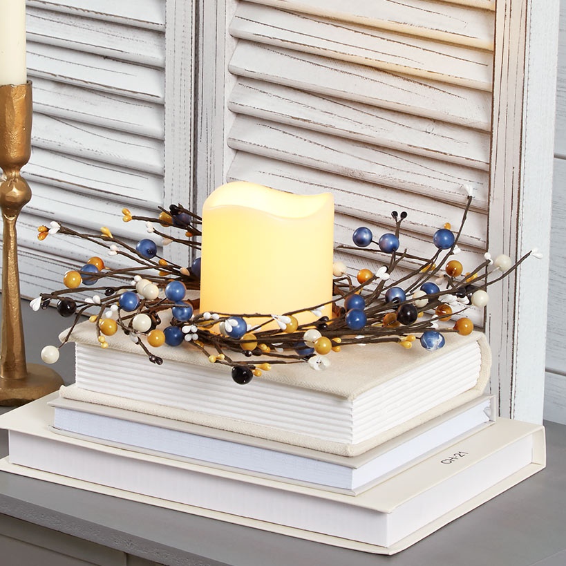 Colorful Country Berry Wreath Garland or LED Candle