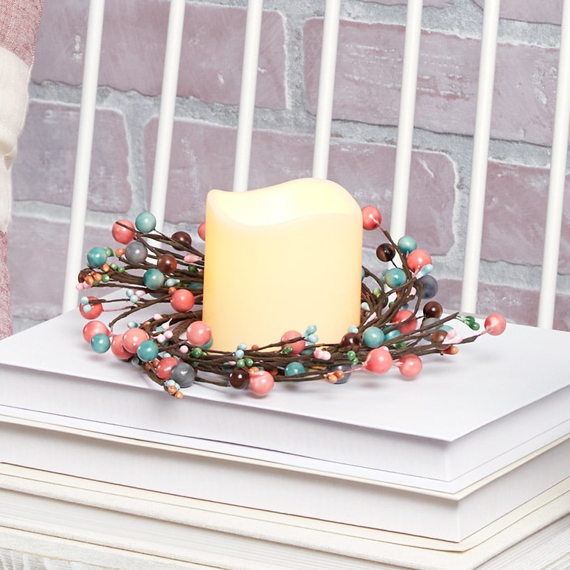 Colorful Country Berry Wreath Garland or LED Candle