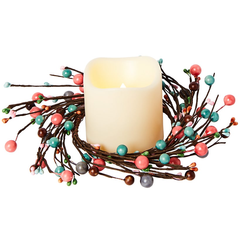Colorful Country Berry Wreath Garland or LED Candle