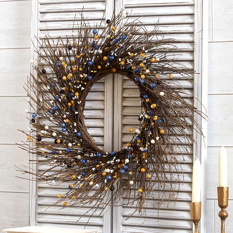 Colorful Country Berry Wreath Garland or LED Candle