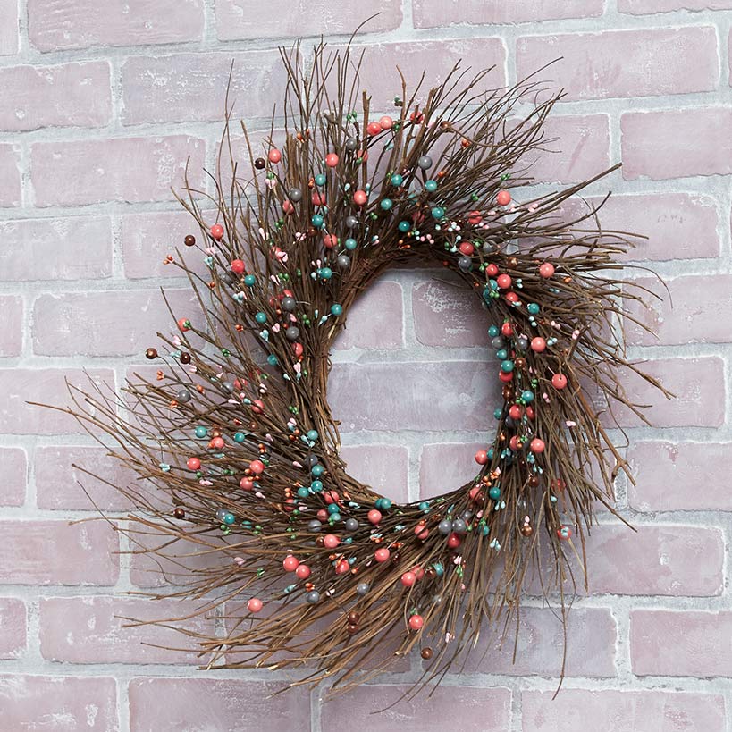 Colorful Country Berry Wreath Garland or LED Candle