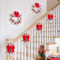 Christmas Frosted Pine With Red Bows Decor