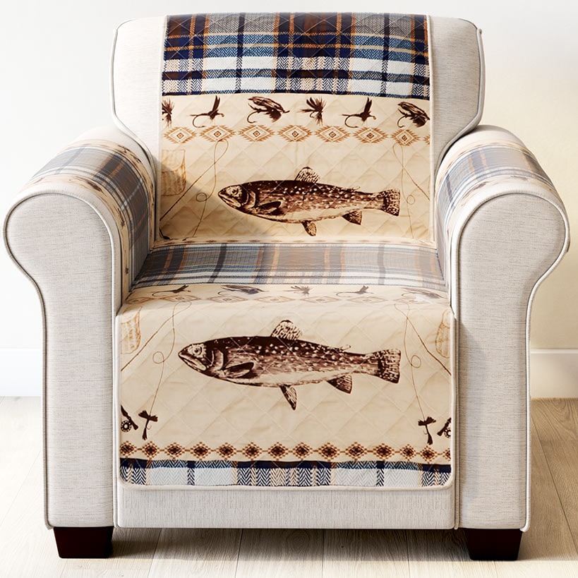 Fly Fishing Quilted Furniture Cover Chair Loveseat or Sofa