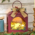 Christmas Country Red Lantern With LED Candle Trio