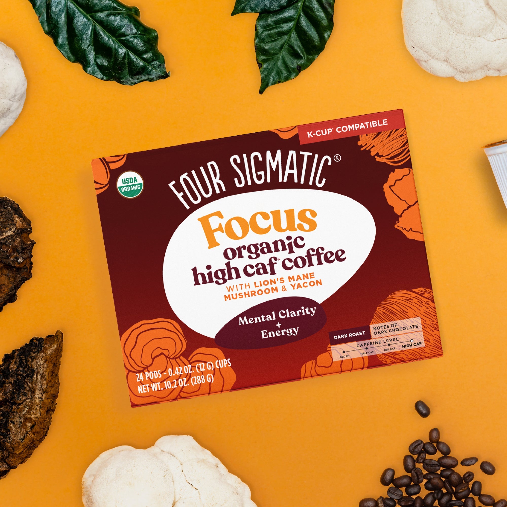 Focus High Caf Coffee Pods (24ct) - Focus High Caf Mushroom Coffee Pods