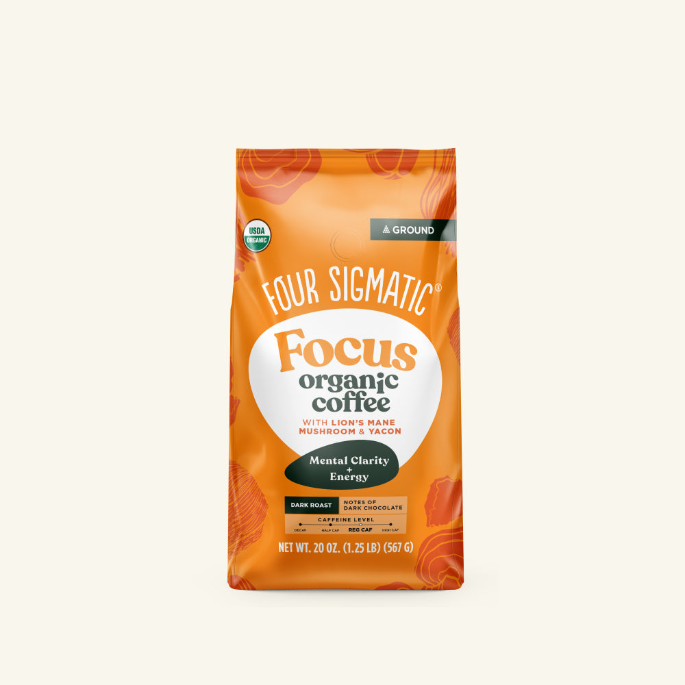 Focus Ground Coffee - Dark (20oz) - Dark Roast Organic Mushroom Coffee