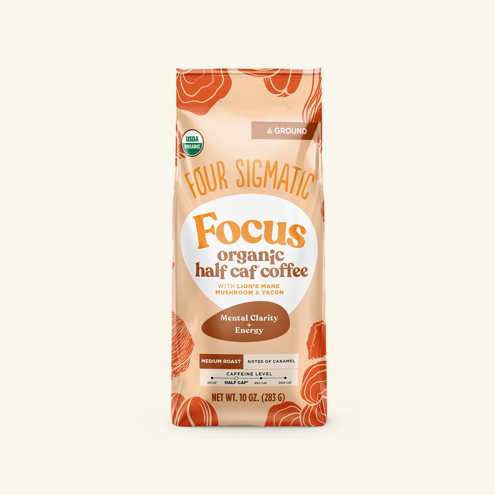Focus Half Caf Ground Coffee - Medium - Half Caf Medium Roast Organic Mushroom Coffee