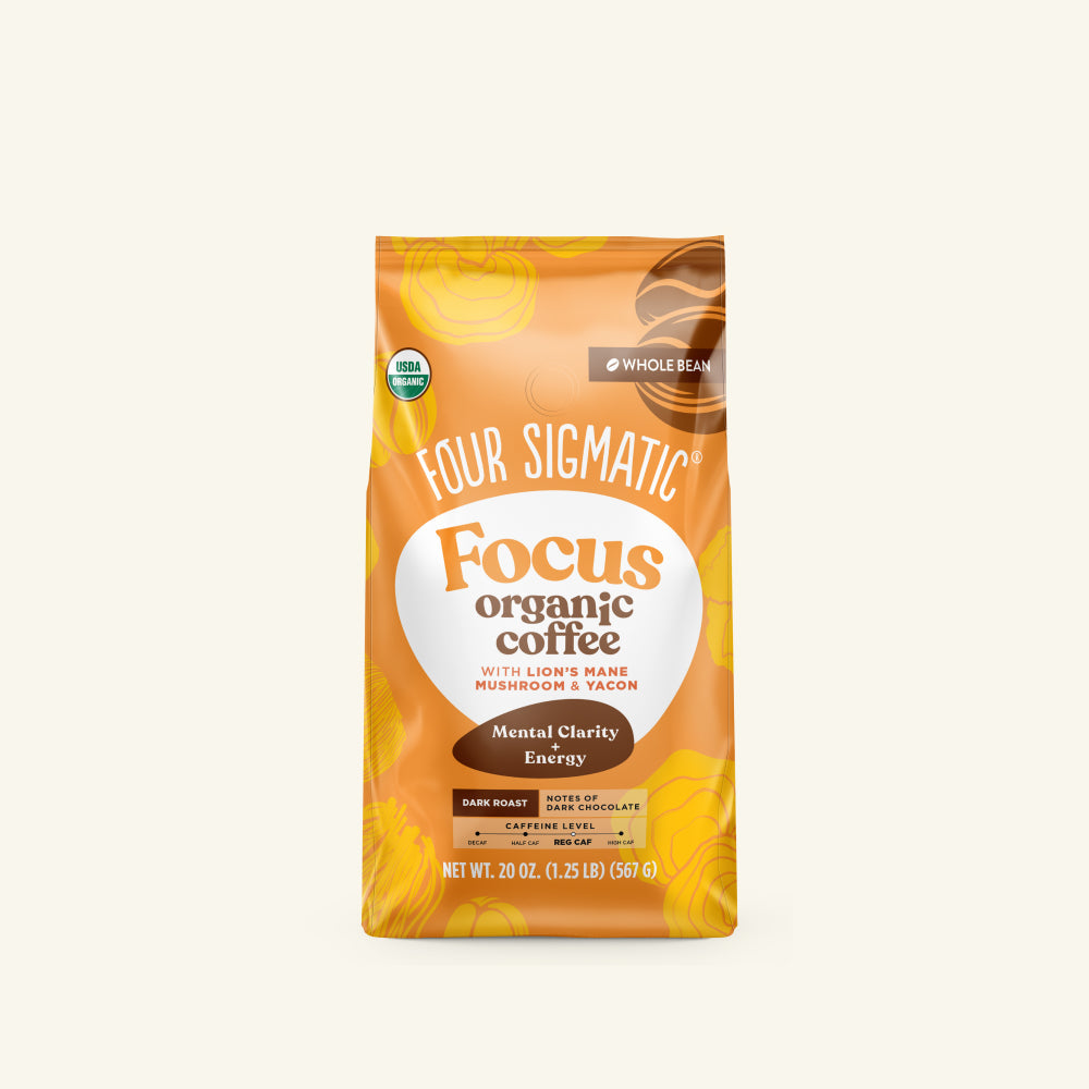Focus Whole Bean Coffee - Dark (20oz) - Dark Roast Organic Mushroom Coffee Beans
