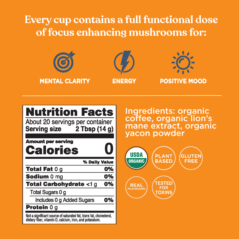 Focus Cold Brew Ground Coffee - Organic Mushroom Cold Brew Coffee