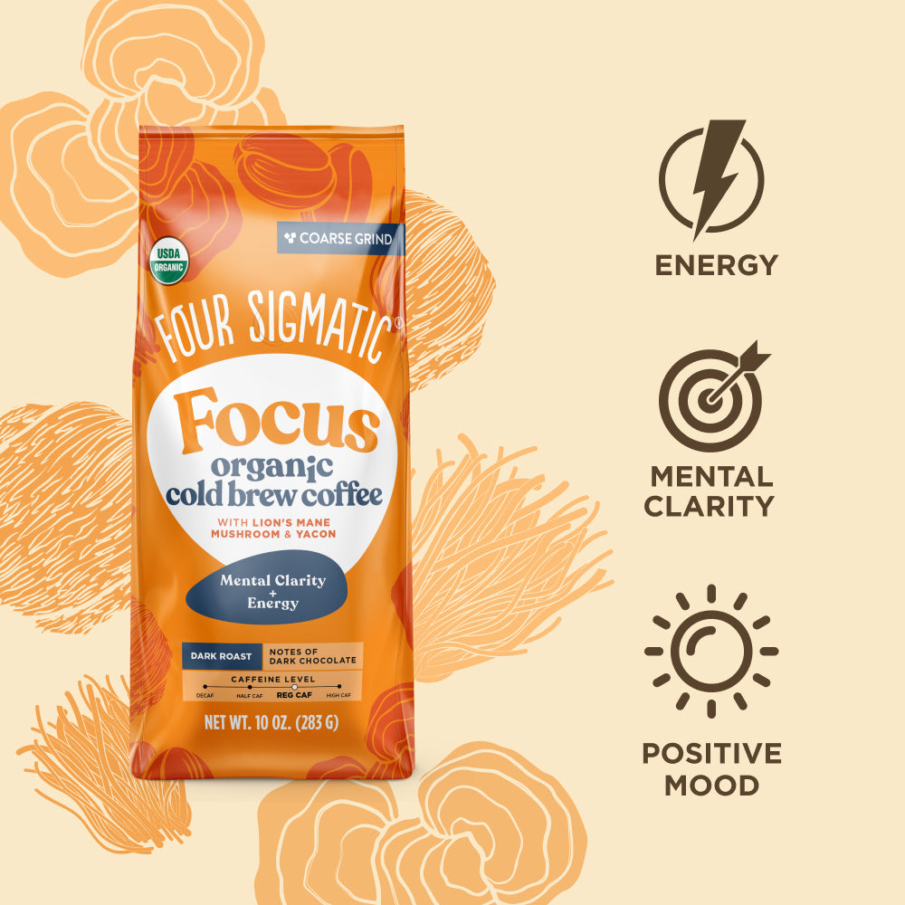 Focus Cold Brew Ground Coffee - Organic Mushroom Cold Brew Coffee
