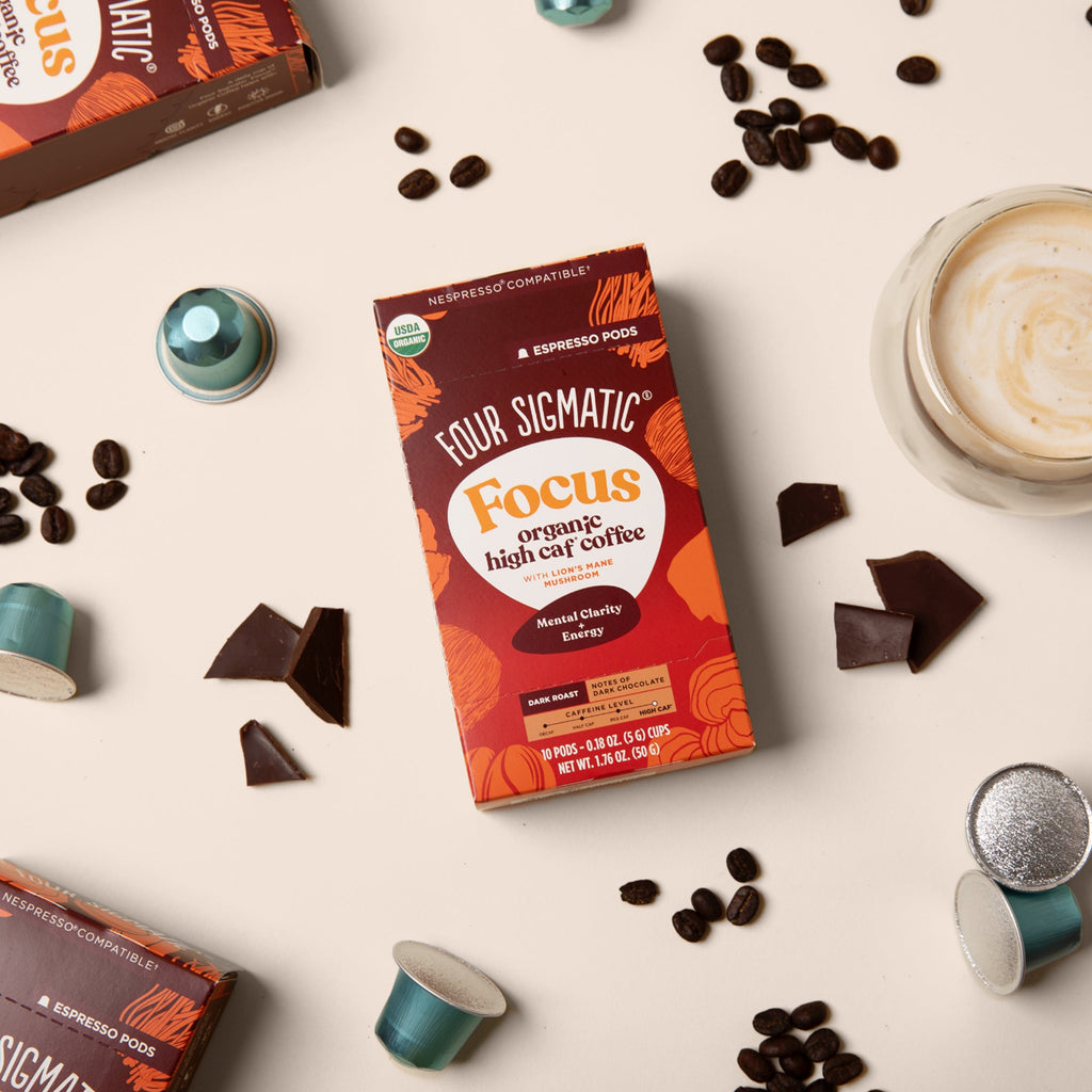 Focus Dark Roast High Caf Espresso Pods (10ct) - High Caf Dark Roast Mushroom Espresso Pods
