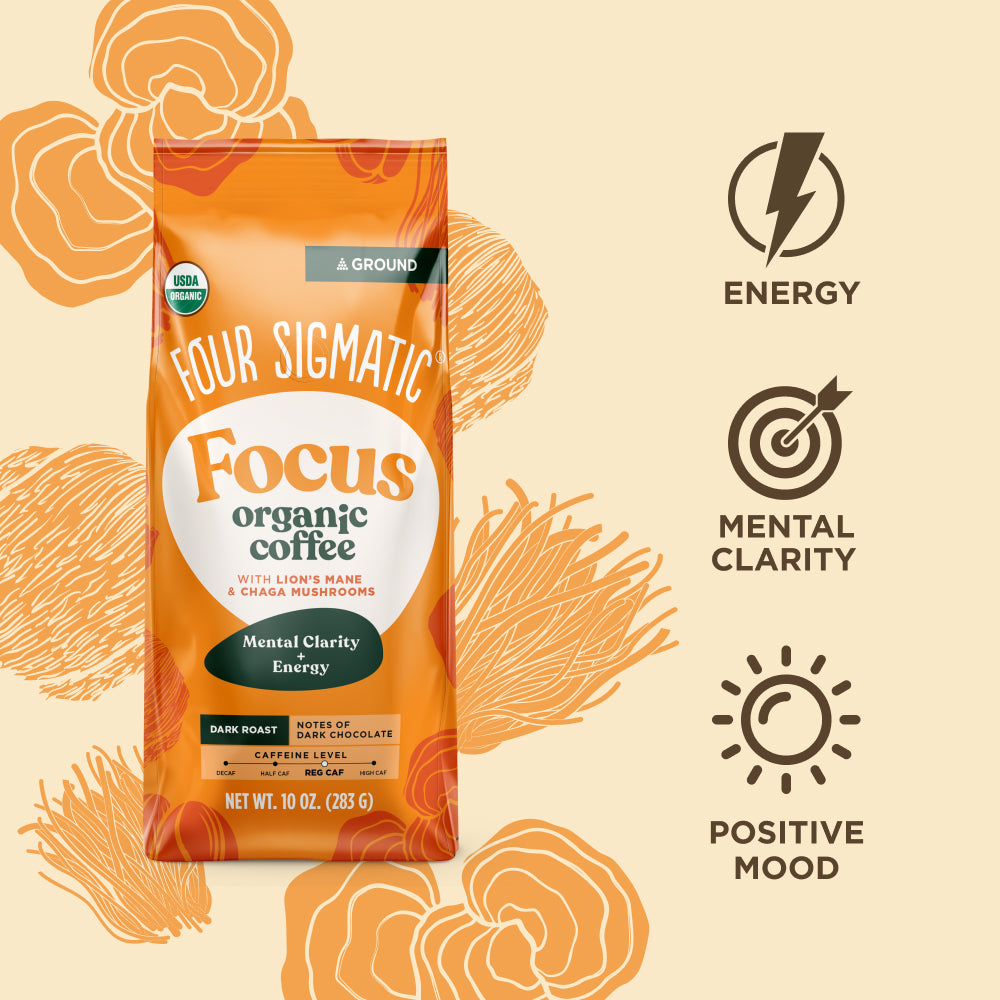 Focus Ground Coffee - Dark - Dark Roast Organic Mushroom Coffee