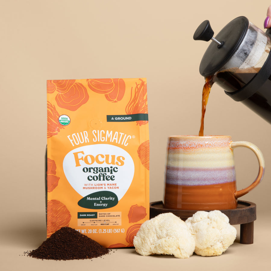 Focus Ground Coffee - Dark (20oz) - Dark Roast Organic Mushroom Coffee