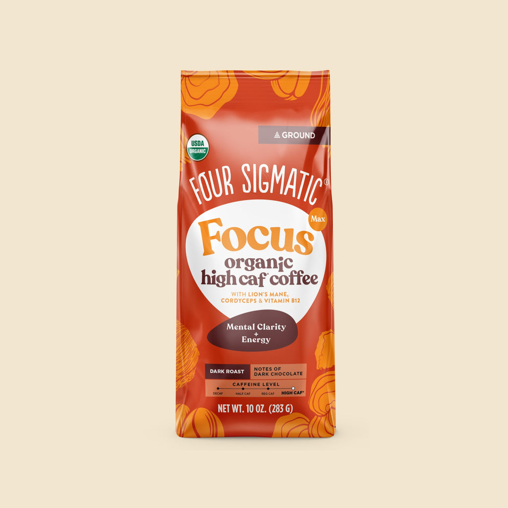 Focus Max High Caf Ground Coffee - Dark - High Caf Dark Roast Organic Mushroom Coffee