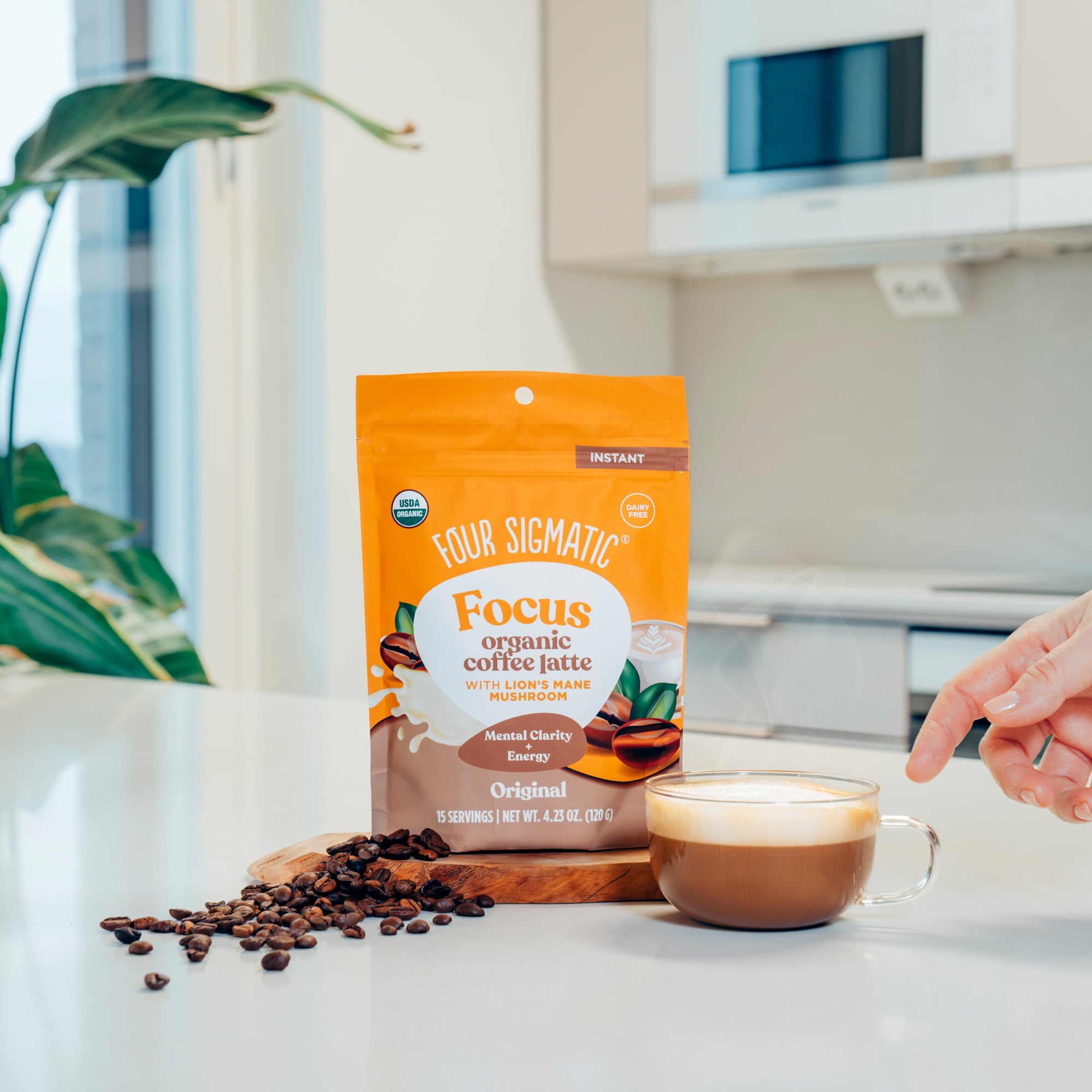 Focus Organic Coffee Latte - Original - Coffee Latte Mushroom Drink Mix
