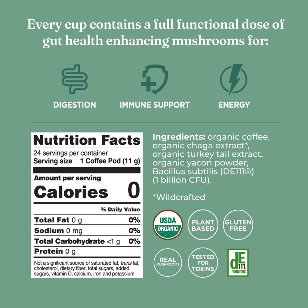 Gut Health Coffee Pods (24ct) - Gut Health Mushroom Coffee Pods