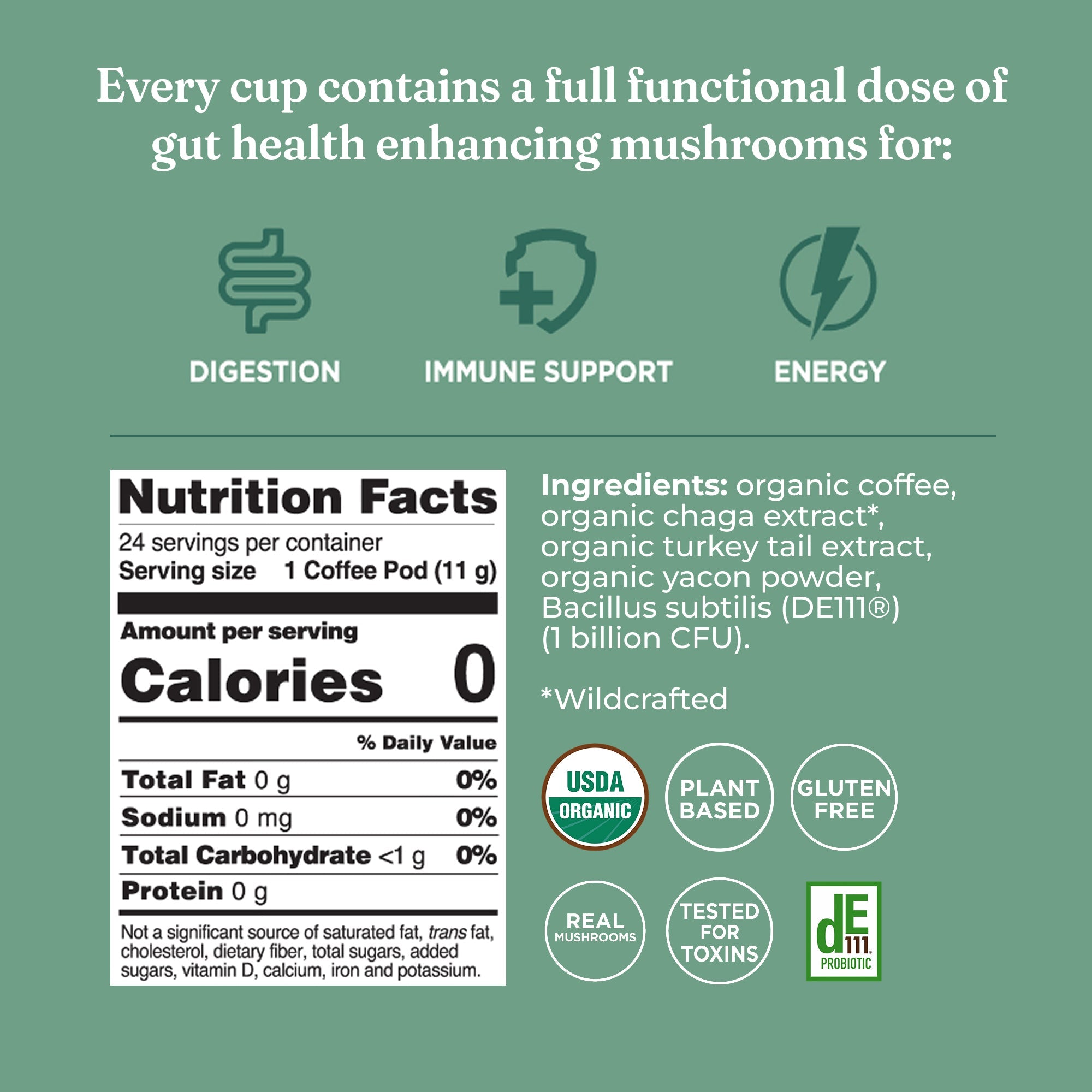 Gut Health Coffee Pods (24ct) - Gut Health Mushroom Coffee Pods
