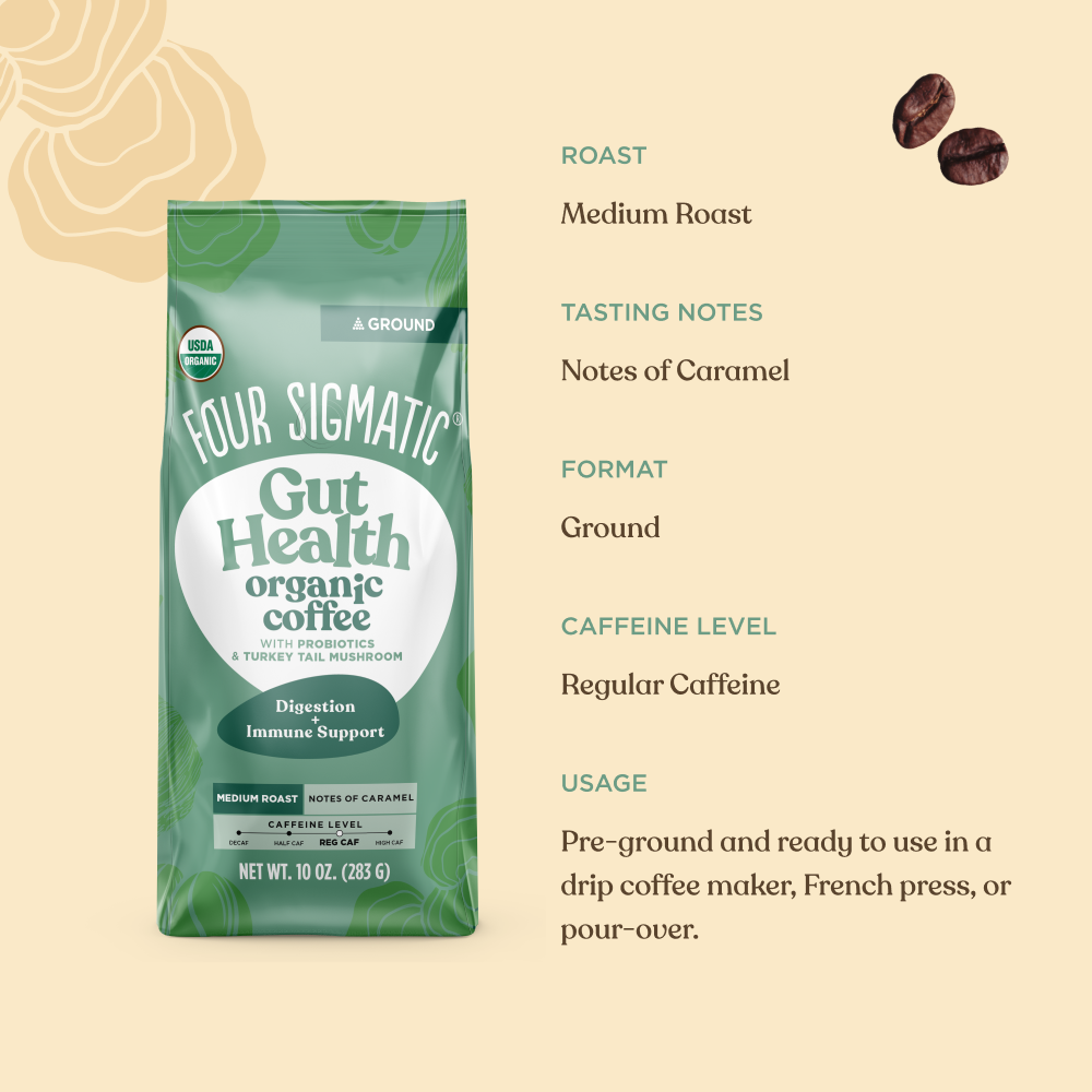 Gut Health Ground Coffee - Medium - Gut Health Medium Roast Organic Mushroom Coffee