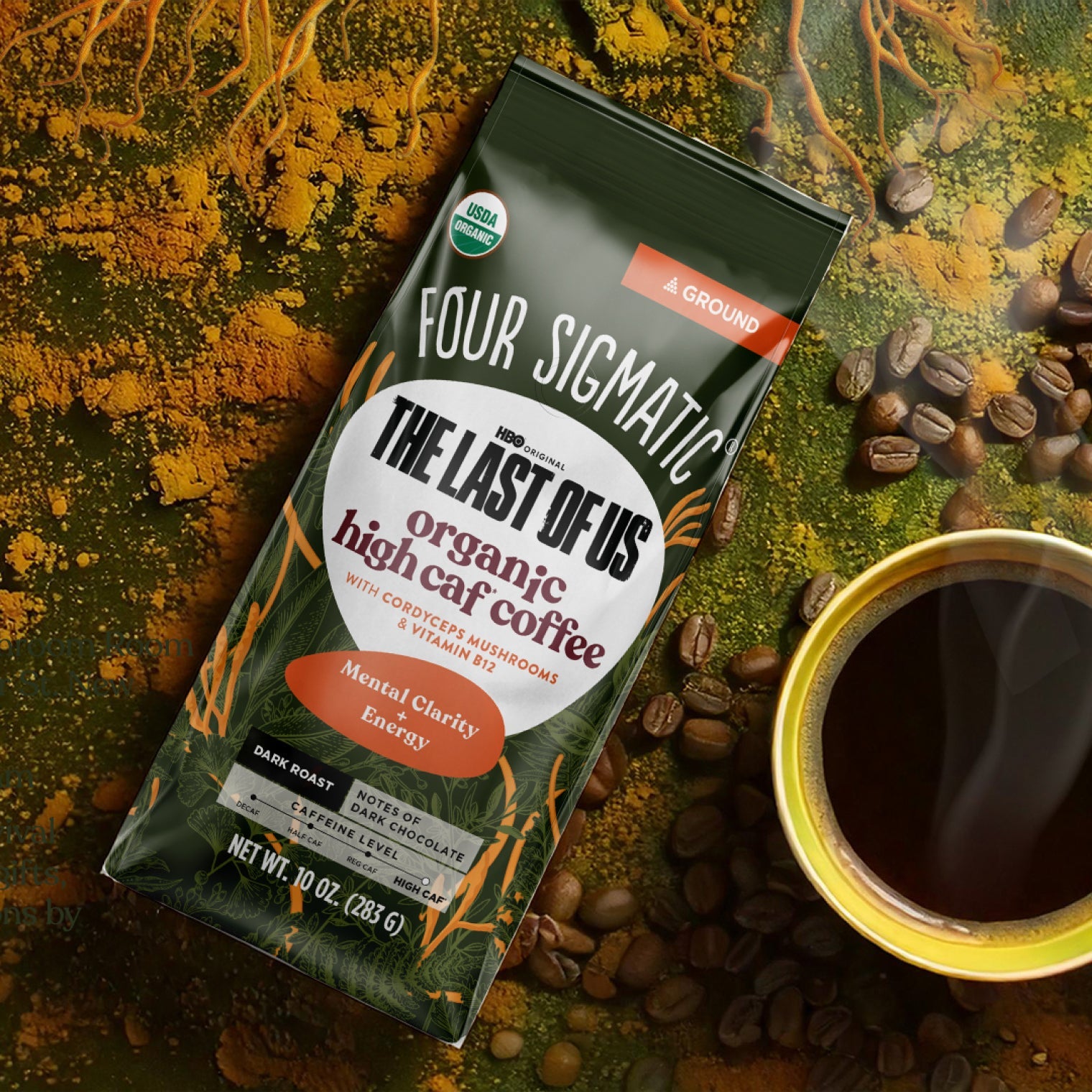 HBO Original The Last Of Us - Organic High Caf Ground Coffee - High Caf Ground Organic Mushroom Coffee