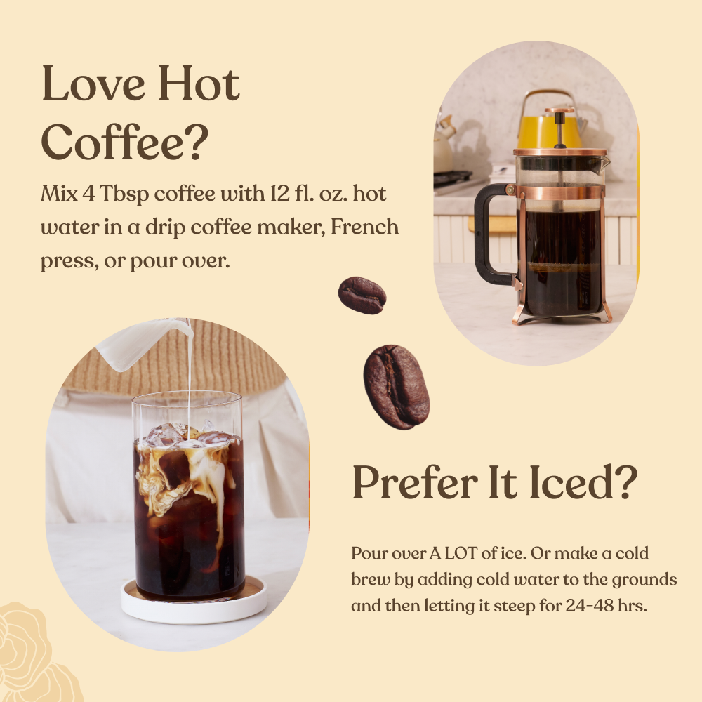 Balance Half Caf Ground Coffee - Medium - Half Caf Medium Roast Organic Mushroom Coffee