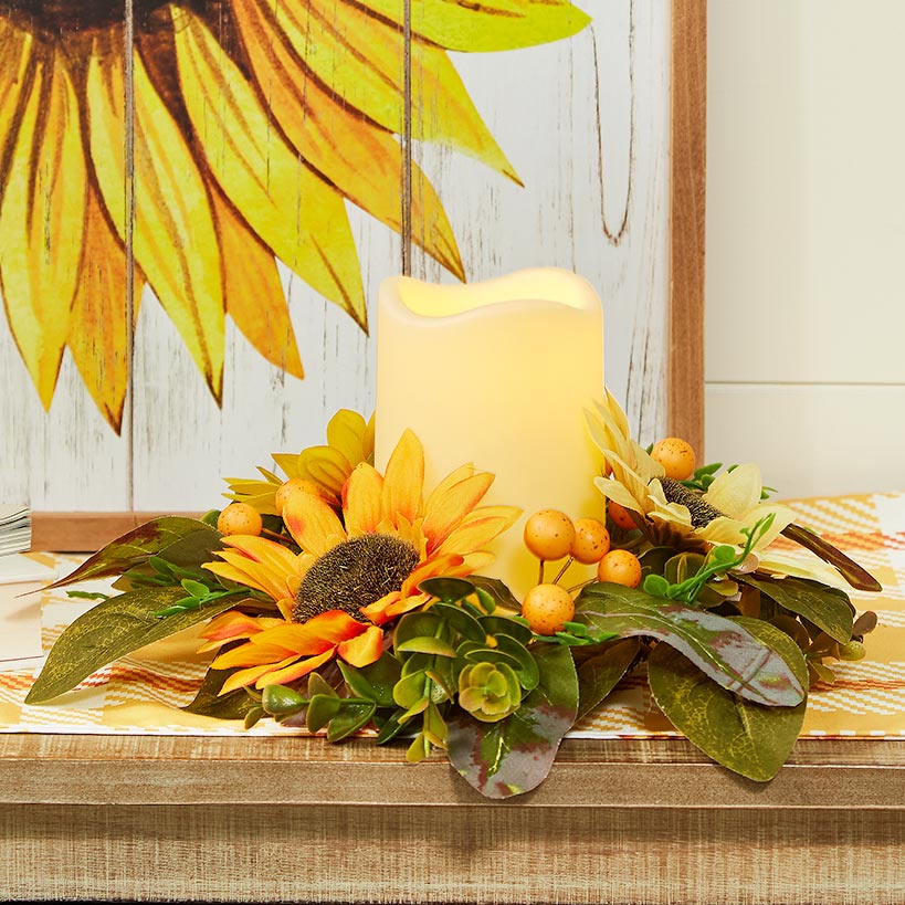 Sunflower LED Candle with Sunflower Ring