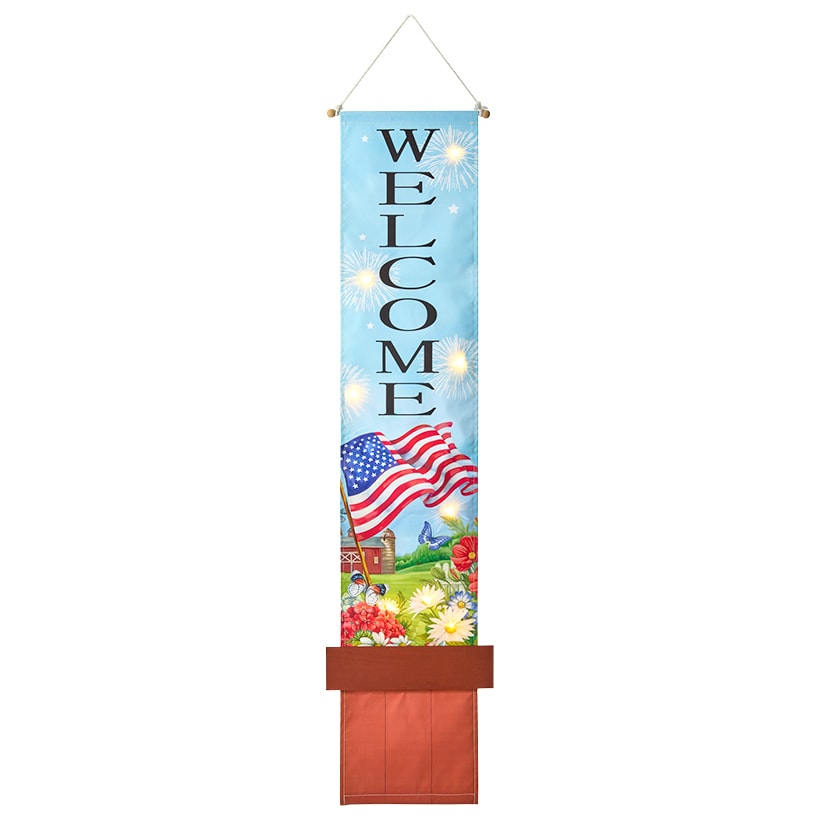 LED Lighted Welcome Banner - Flower or Patriotic 46\" Length