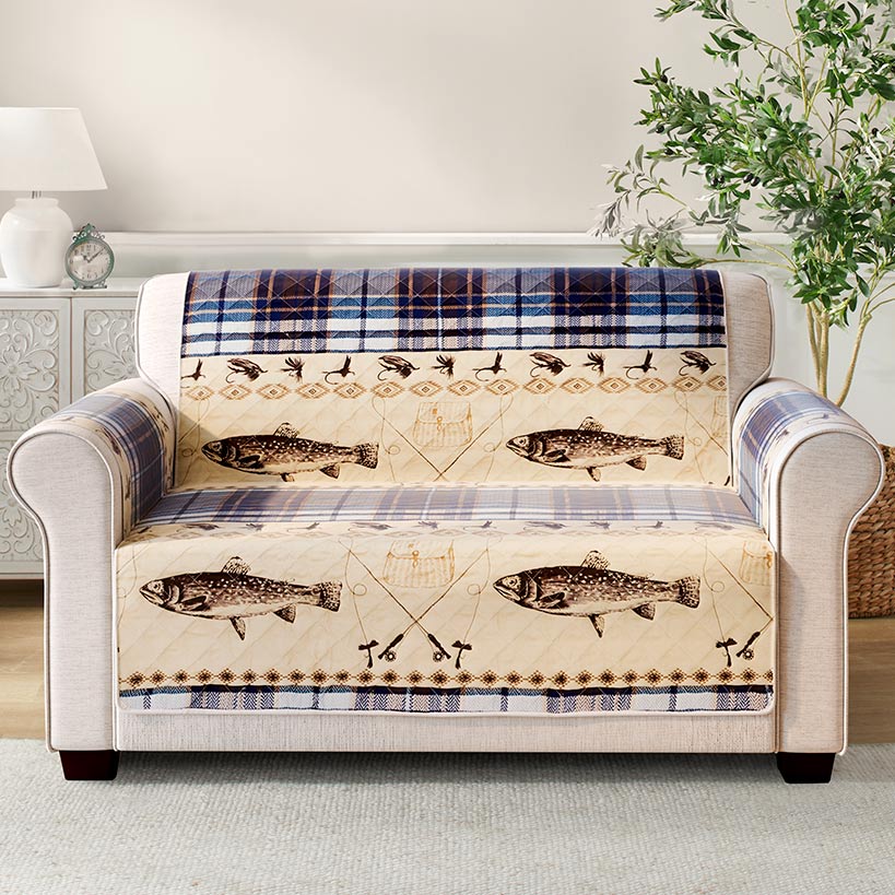 Fly Fishing Quilted Furniture Cover Chair Loveseat or Sofa