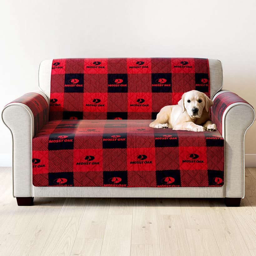Mossy Oak Red Buffalo Logo Quilted Furniture Cover Chair Loveseat Sofa