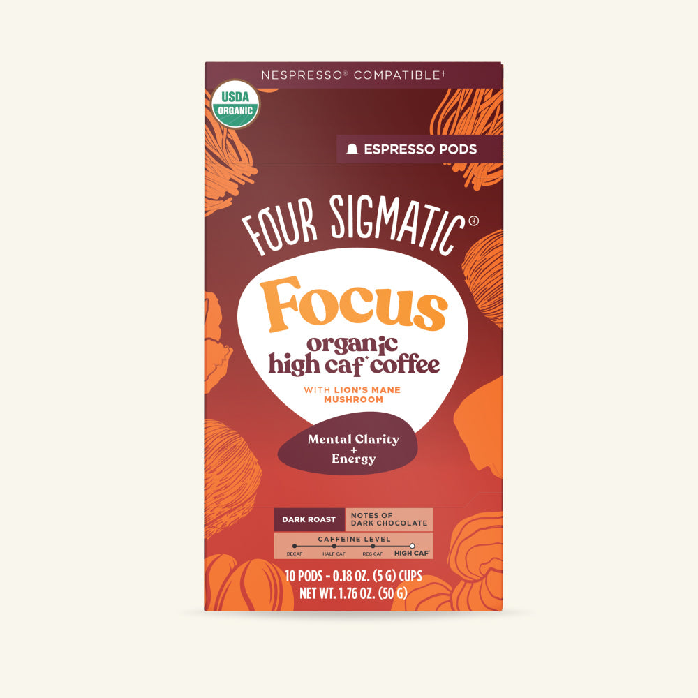Focus Dark Roast High Caf Espresso Pods (10ct) - High Caf Dark Roast Mushroom Espresso Pods