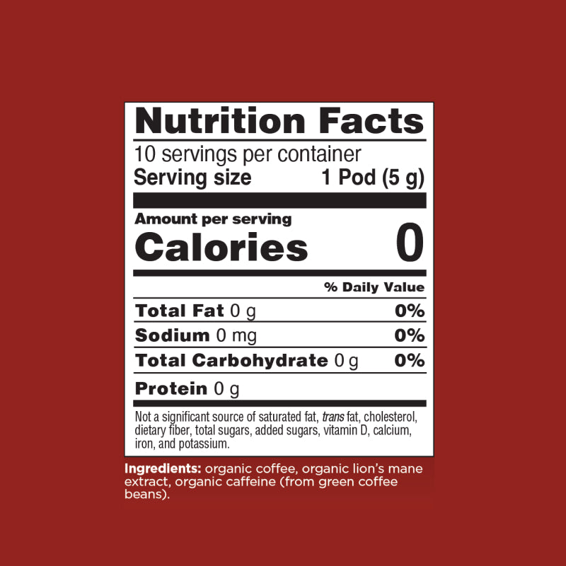 Focus Dark Roast High Caf Espresso Pods (10ct) - High Caf Dark Roast Mushroom Espresso Pods