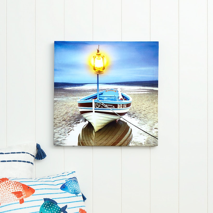 Coastal Lighted Canvas Wall Art - Buoys Candle or Coastal