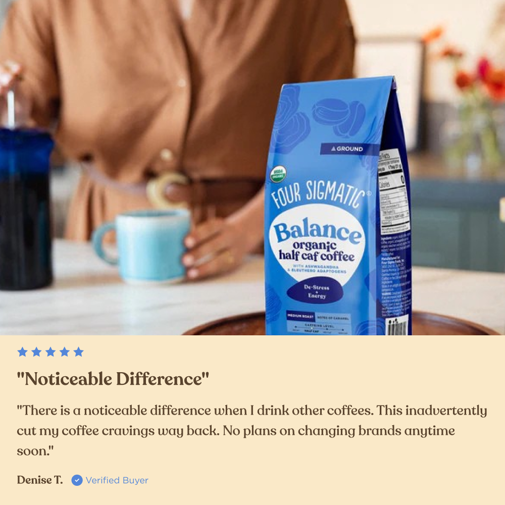 Balance Half Caf Ground Coffee - Medium - Half Caf Medium Roast Organic Mushroom Coffee