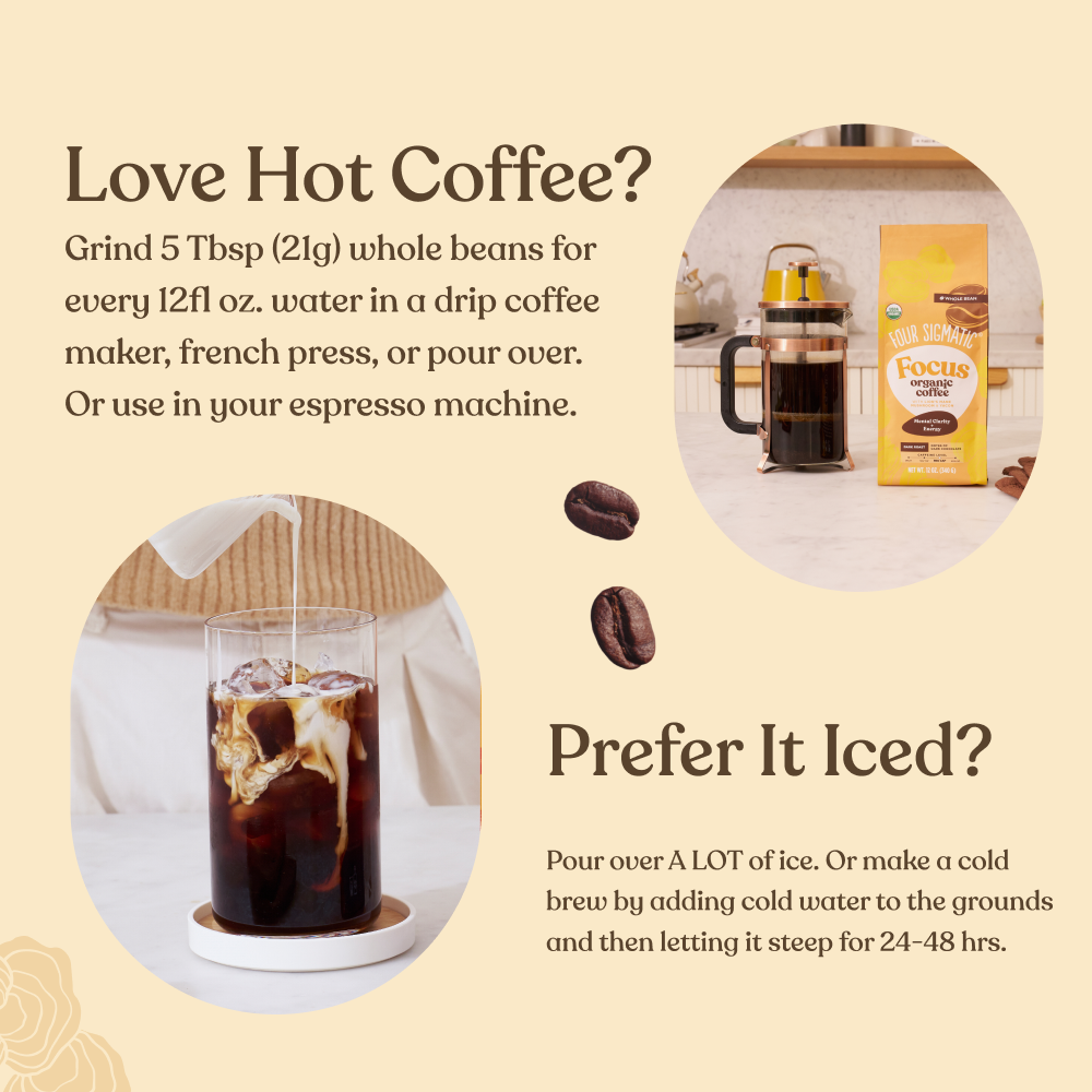 Focus Whole Bean Coffee - Whole Bean Organic Mushroom Coffee Beans