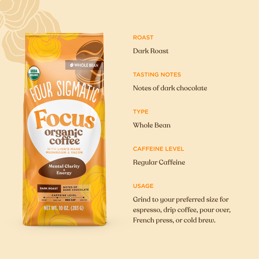 Focus Whole Bean Coffee - Whole Bean Organic Mushroom Coffee Beans