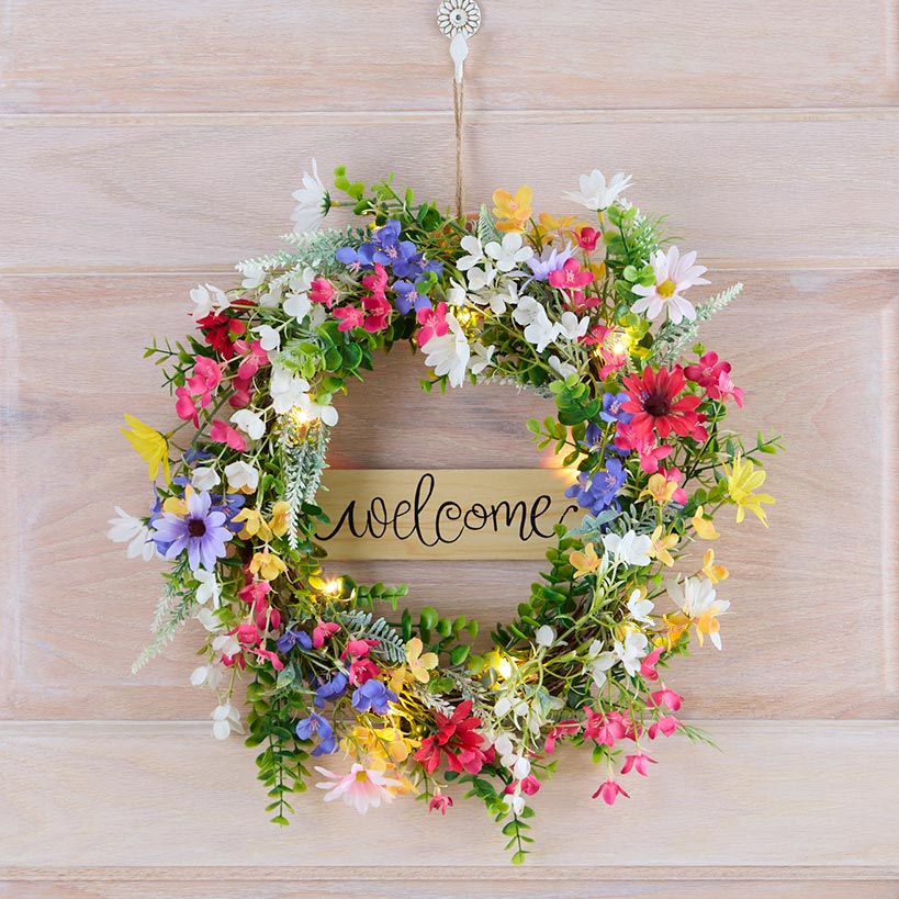 Vibrant Wildflower Garland or LED Candle Ring