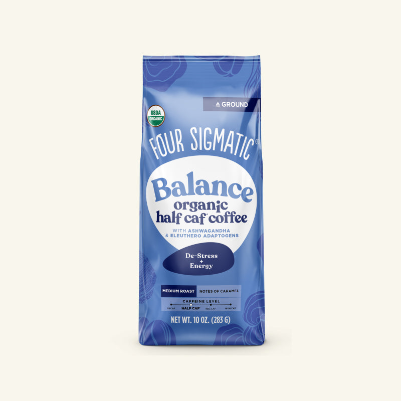 Balance Half Caf Ground Coffee - Medium - Half Caf Medium Roast Organic Mushroom Coffee
