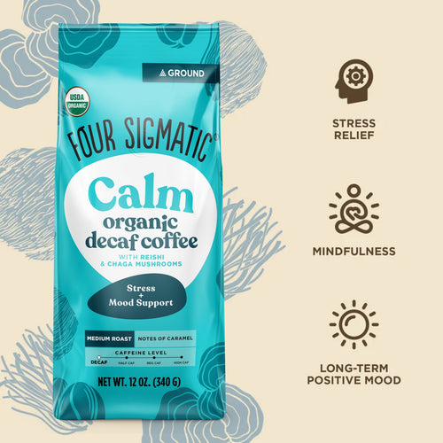 Calm Decaf Ground Coffee - Medium - Medium Roast Organic Mushroom Coffee
