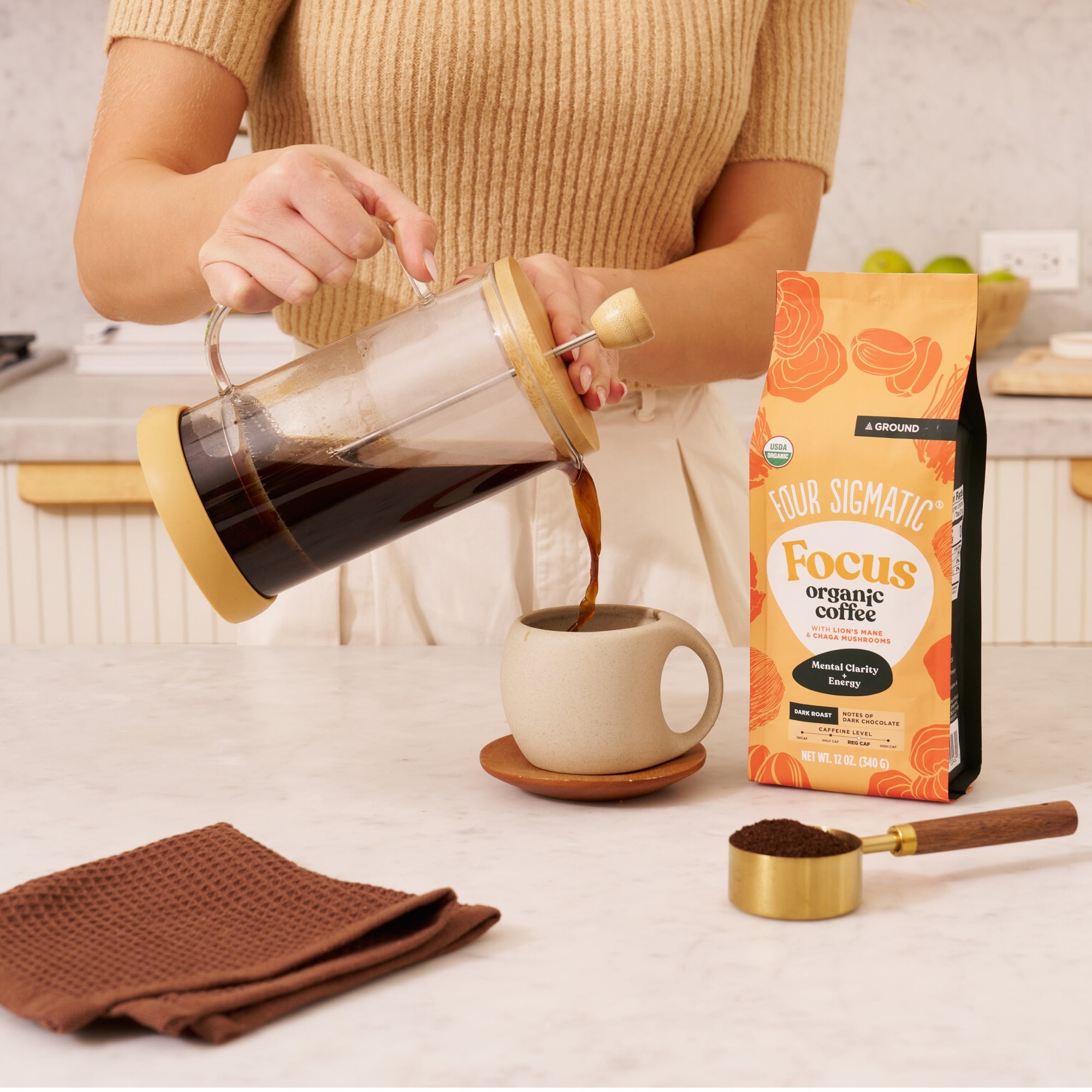 Focus Ground Coffee - Dark - Dark Roast Organic Mushroom Coffee