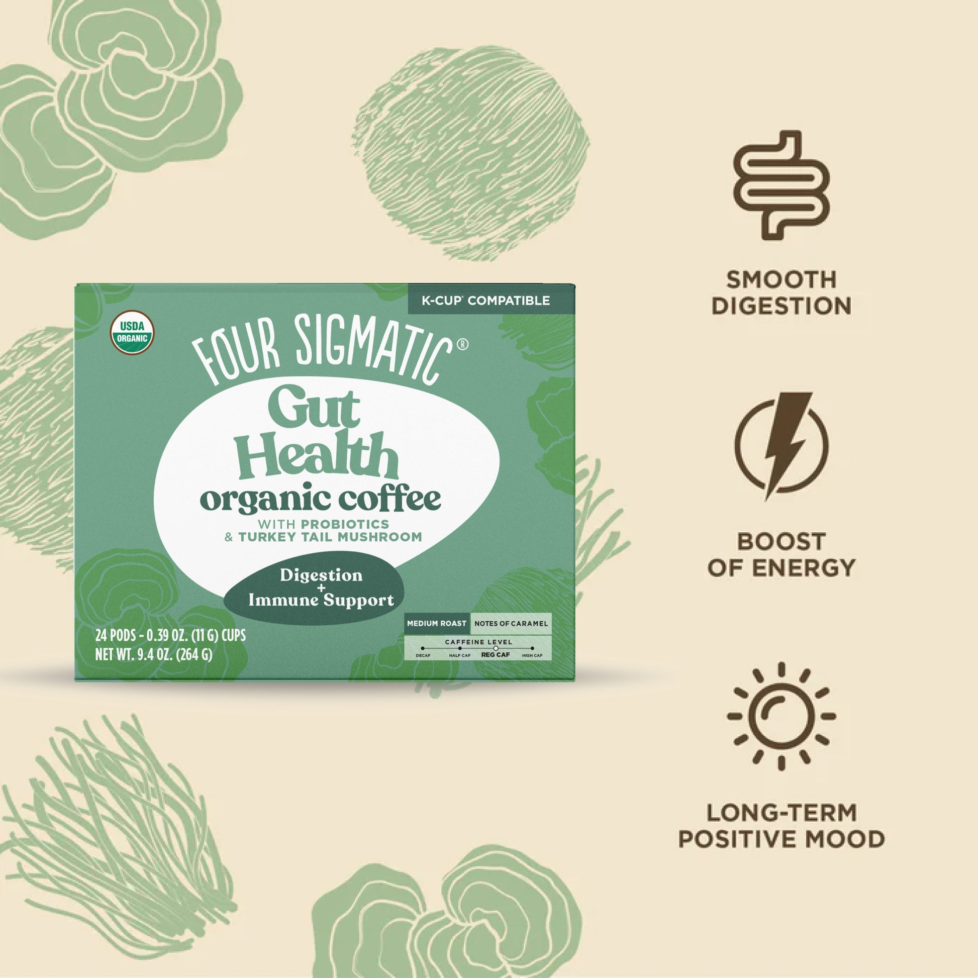 Gut Health Coffee Pods (24ct) - Gut Health Mushroom Coffee Pods