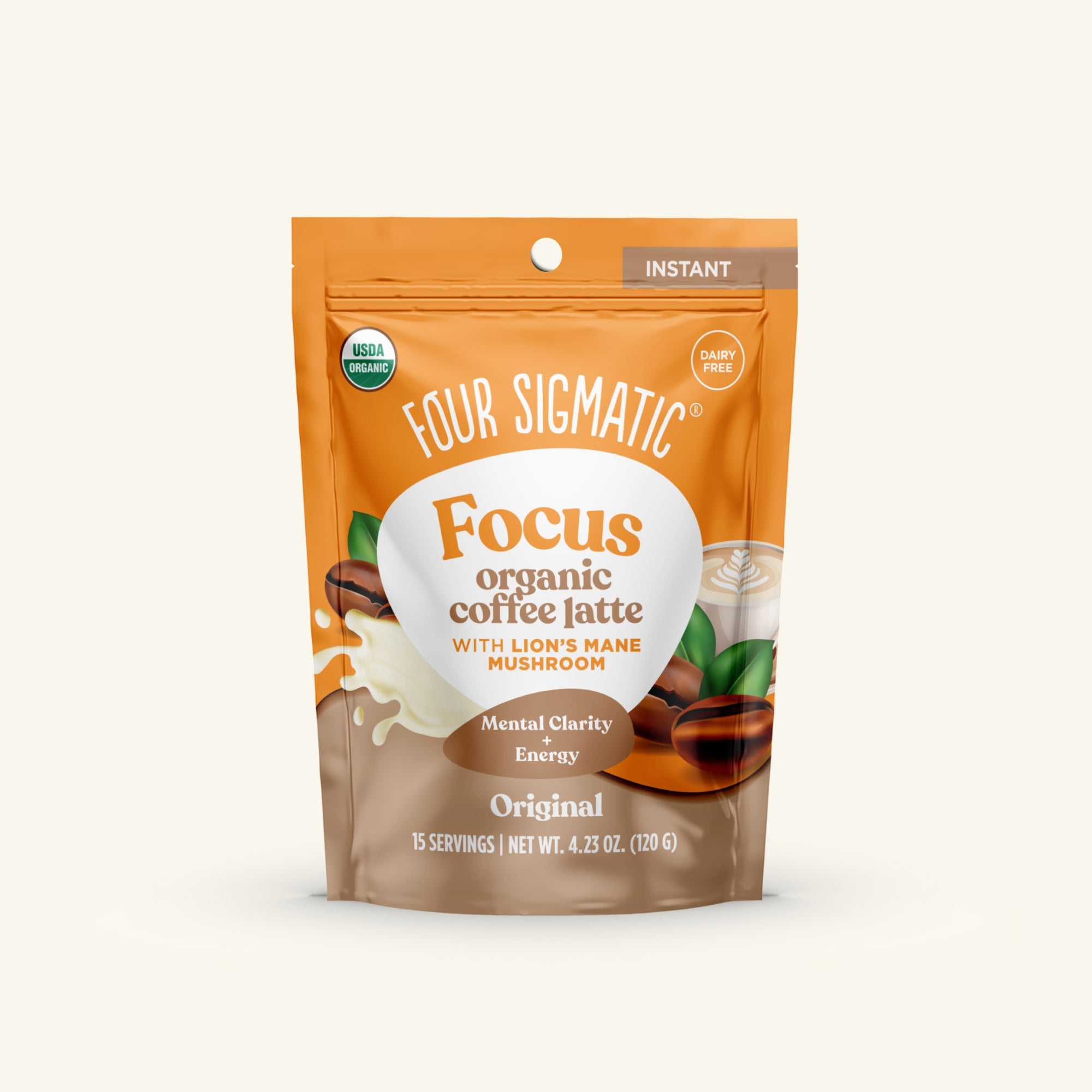 Focus Organic Coffee Latte - Original - Coffee Latte Mushroom Drink Mix
